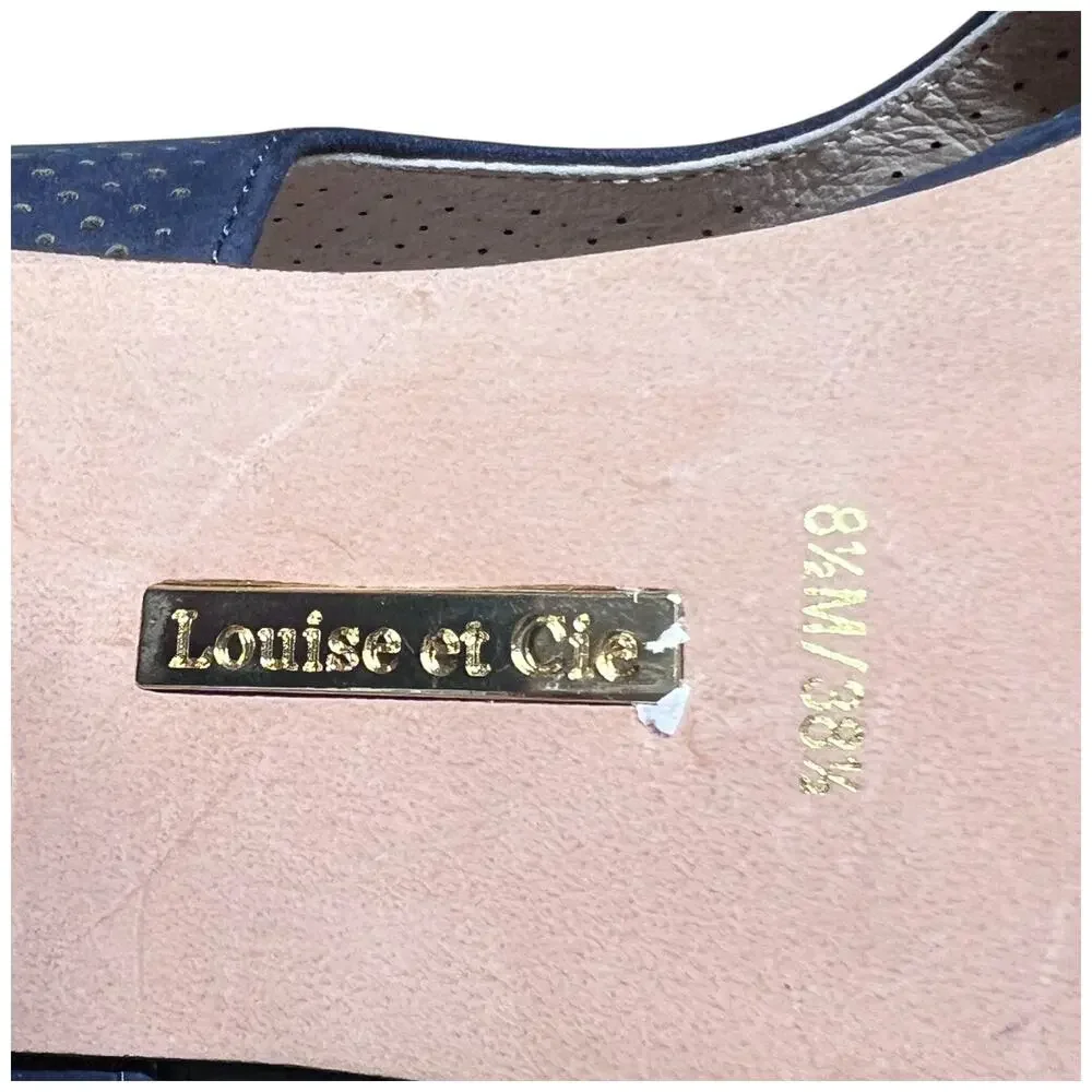 LOUISE ET CIE Lo-Vanita Women's 38.5/US 8.5 Navy Suede Sandal Tortoise Heel